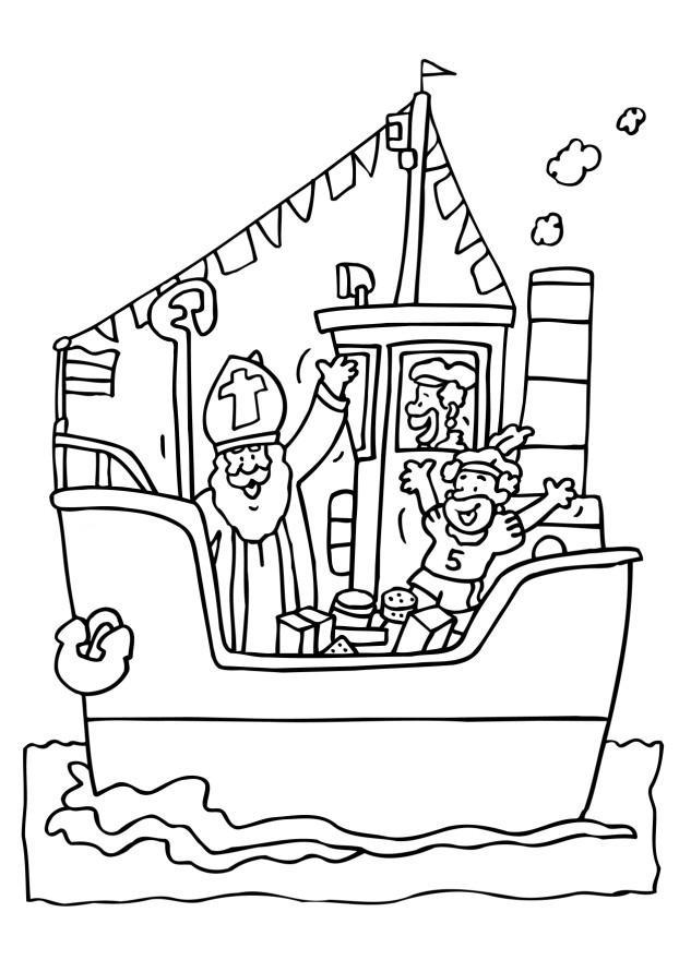 sint op de boot Kleurplaat sint op de boot