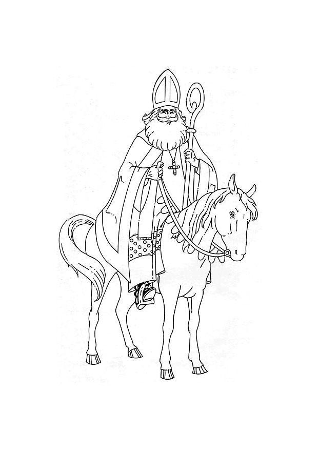 de sint op zijn paard Kleurplaat de sint op zijn paard