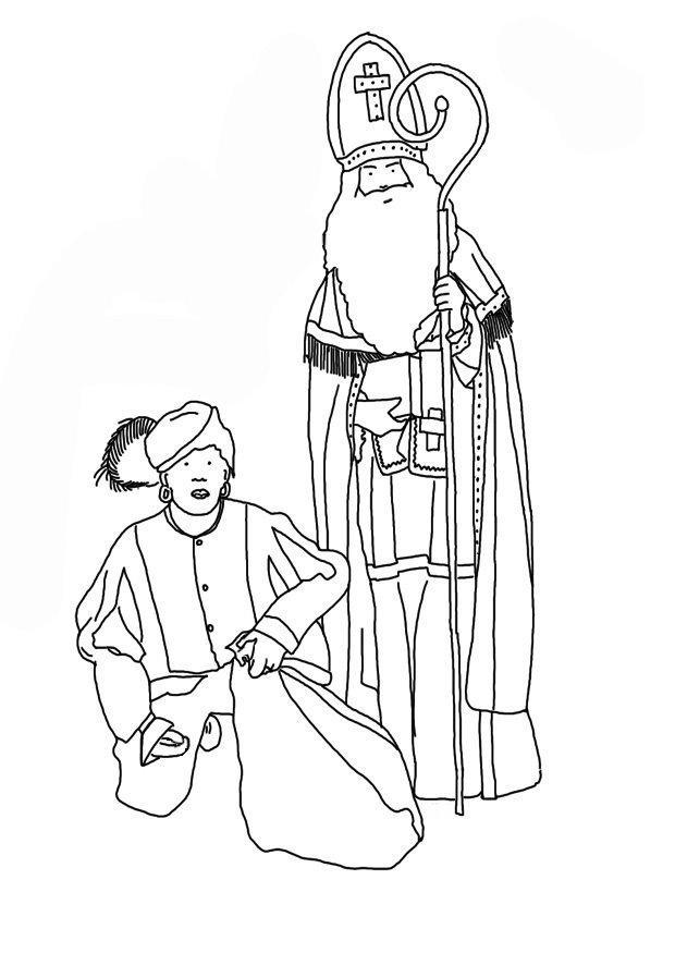 sinterklaas en piet Kleurplaat sinterklaas en piet