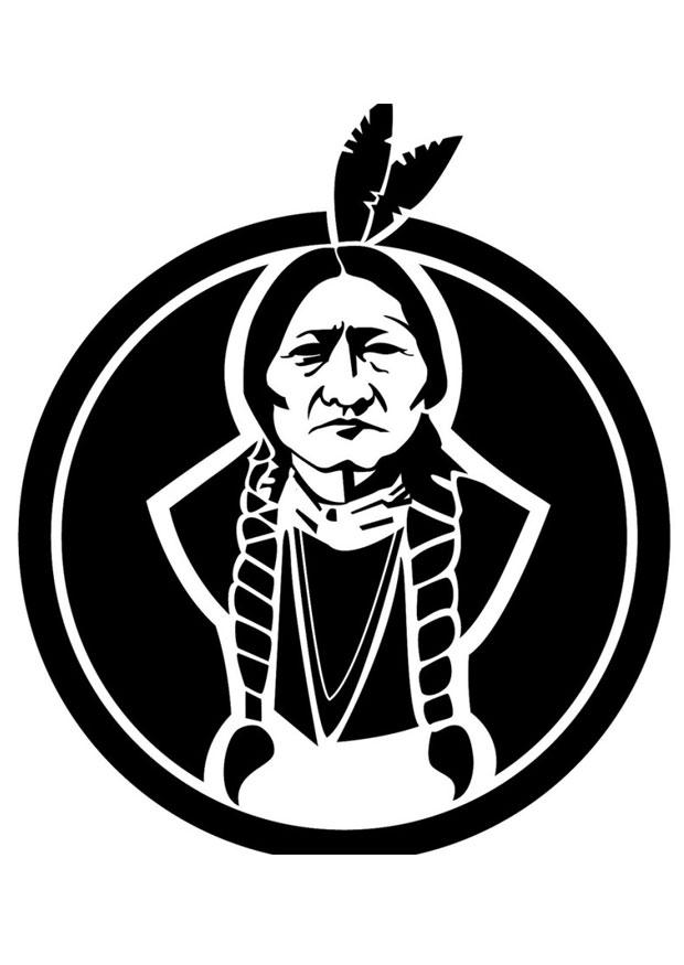 Kleurplaat sitting bull