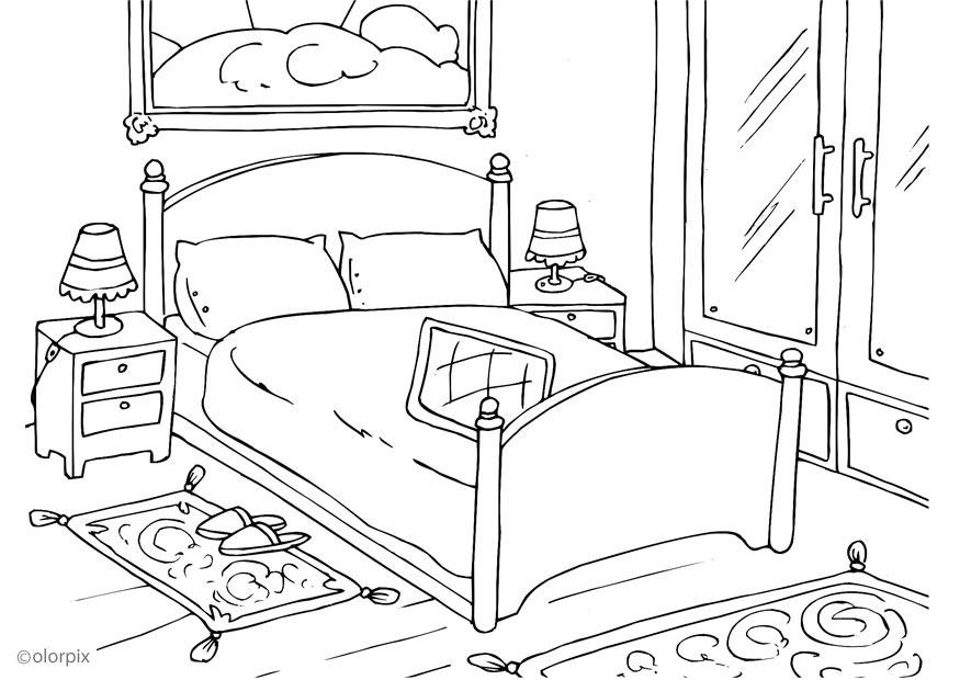 slaapkamer Kleurplaat slaapkamer