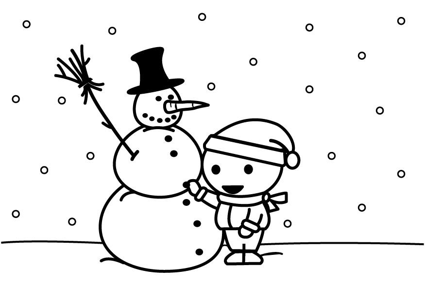 sneeuwpop maken Kleurplaat sneeuwpop maken
