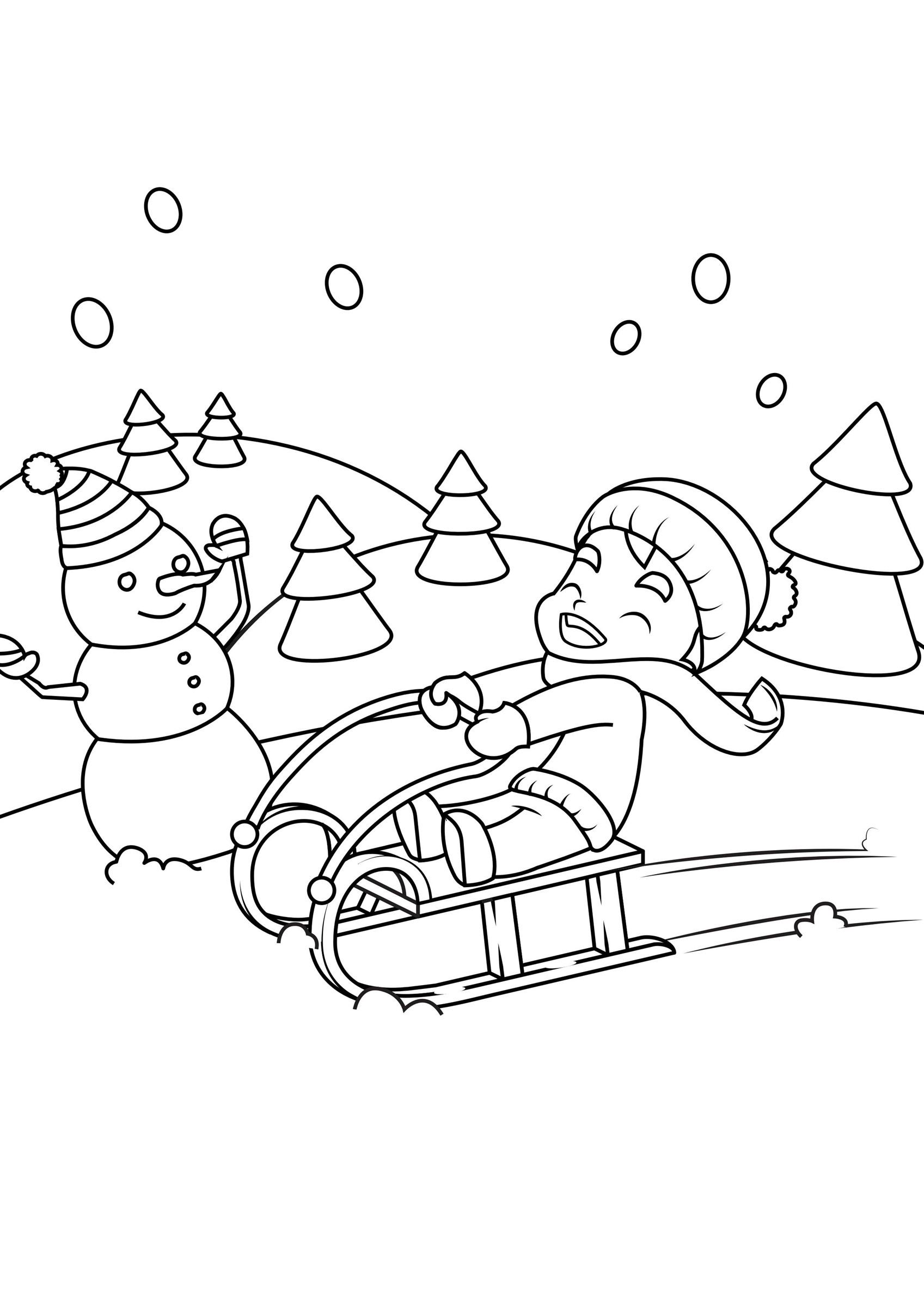 spelen in de sneeuw Kleurplaat spelen in de sneeuw