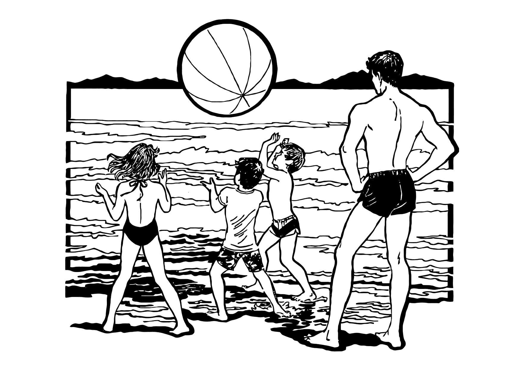spelen op het strand Kleurplaat spelen op het strand
