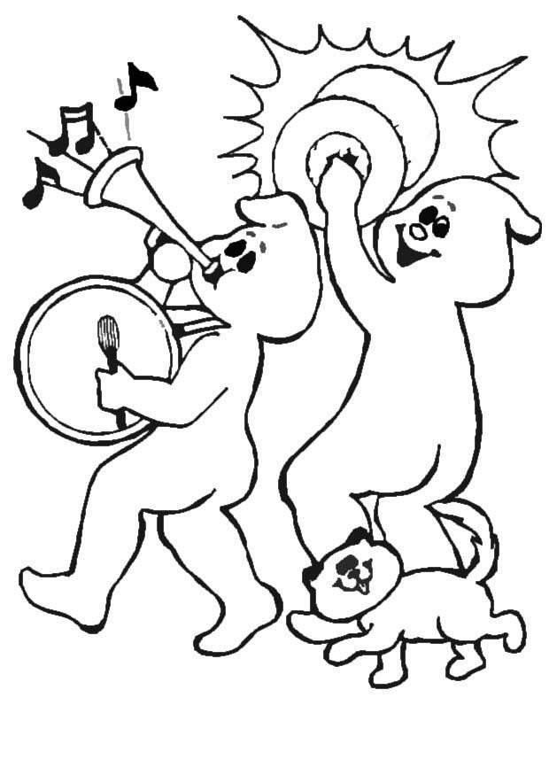 spookfanfare Kleurplaat spookfanfare