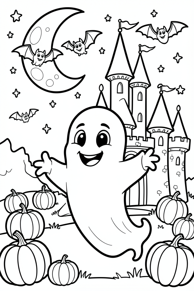 spookje voor kasteel Kleurplaat spookje voor kasteel