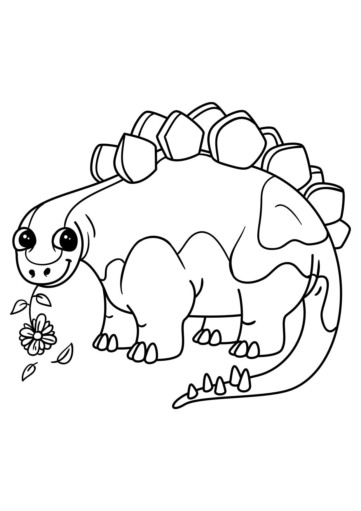stegosaurus met bloem Kleurplaat stegosaurus met bloem