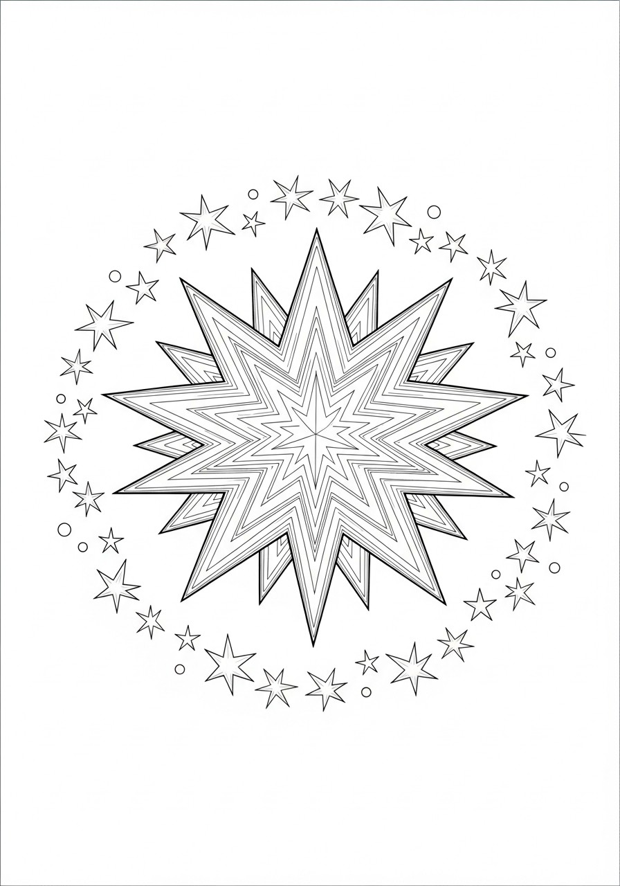 sterren met kerst Kleurplaat sterren met kerst
