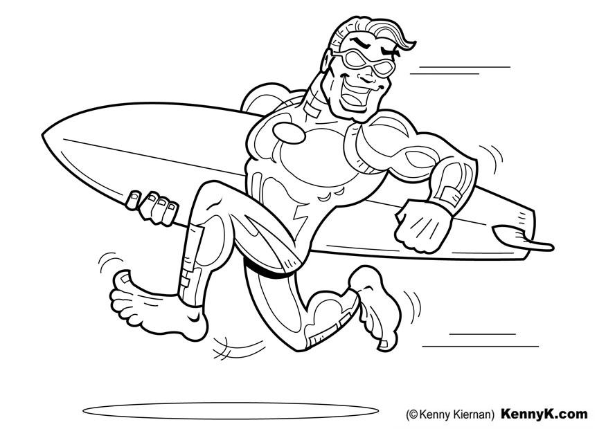surfer Kleurplaat surfer