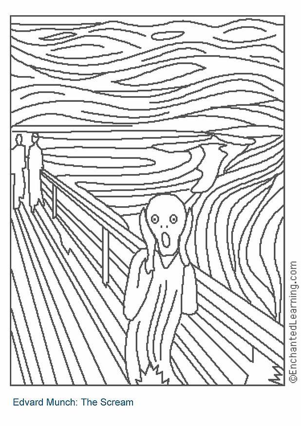 the scream Kleurplaat the scream