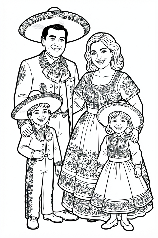 traditionele mexicaanse kledij Kleurplaat traditionele mexicaanse kledij