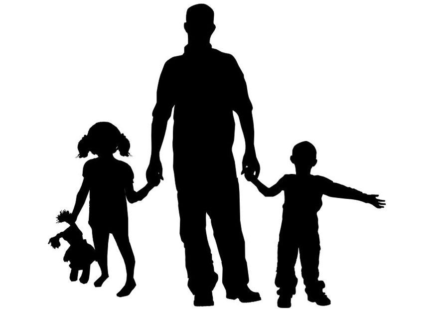 vader met kinderen Kleurplaat vader met kinderen