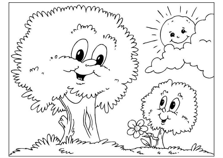 vaderdag - bomen Kleurplaat vaderdag - bomen