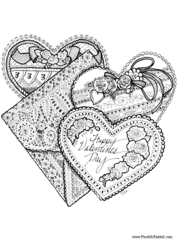 valentijn hartjes Kleurplaat valentijn hartjes