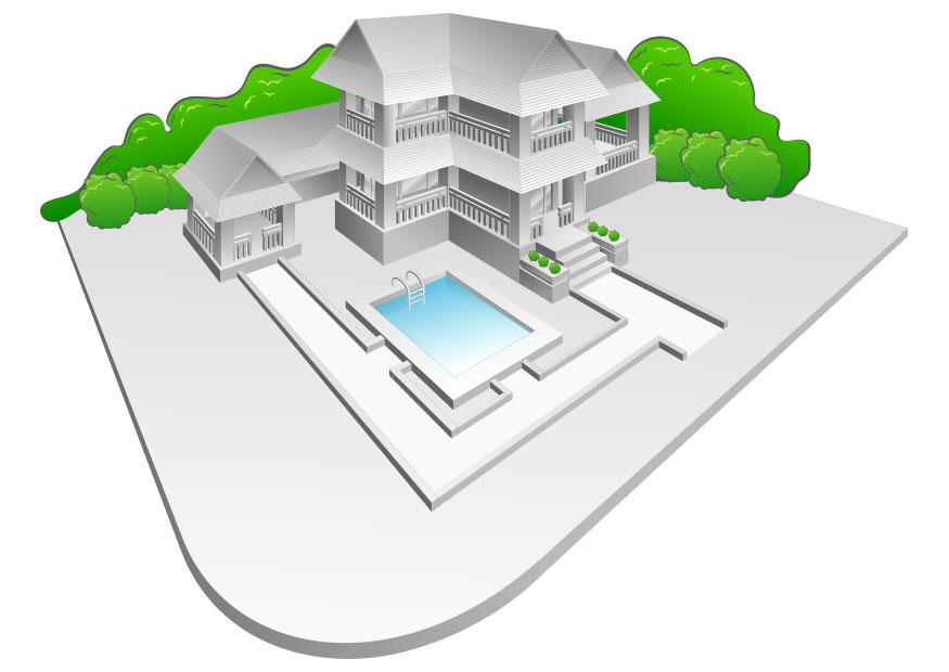 villa met zwembad Afbeelding villa met zwembad