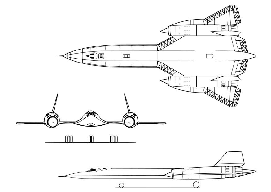 vliegtuig - lockheed sr-71a Kleurplaat vliegtuig - lockheed sr-71a