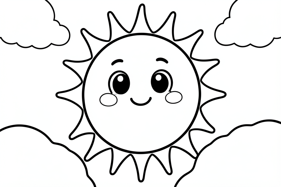 Kleurplaat vrolijke zon