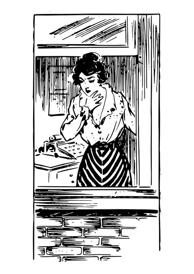 vrouw aan het raam Kleurplaat vrouw aan het raam