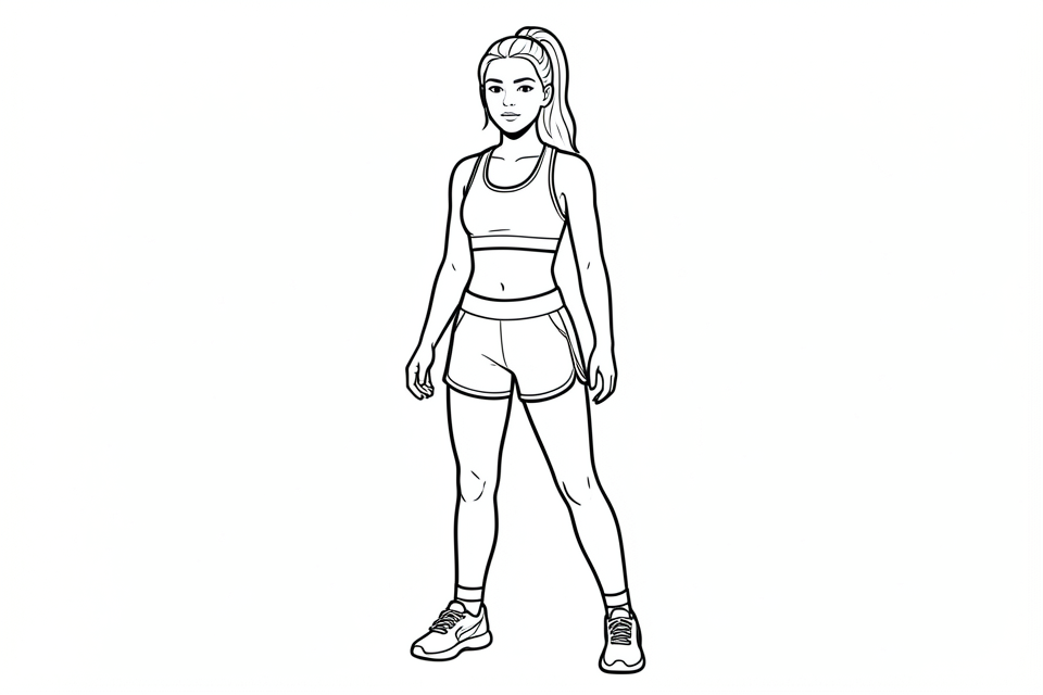 vrouw met sportkleding Kleurplaat vrouw met sportkleding