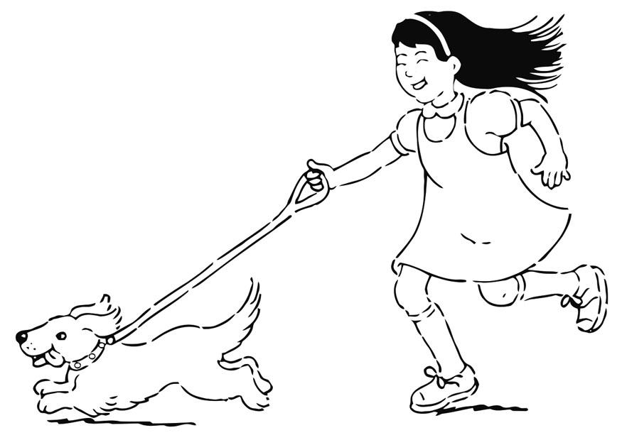wandelen met hond Kleurplaat wandelen met hond