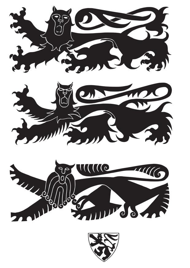 wapenschild met leeuwen Kleurplaat wapenschild met leeuwen