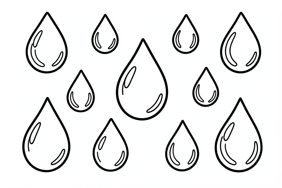 Kleurplaat waterdruppels