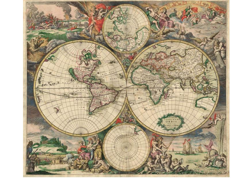 wereldkaart 1689 Afbeelding wereldkaart 1689