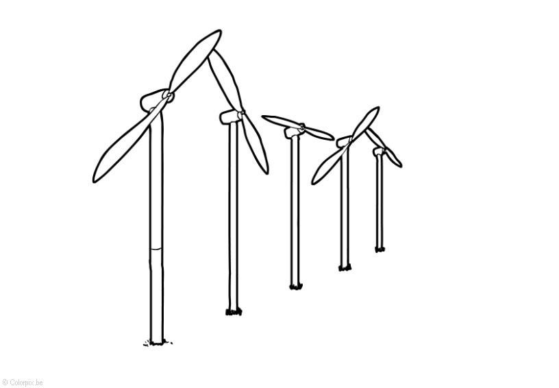 windenergie - windmolens Kleurplaat windenergie - windmolens