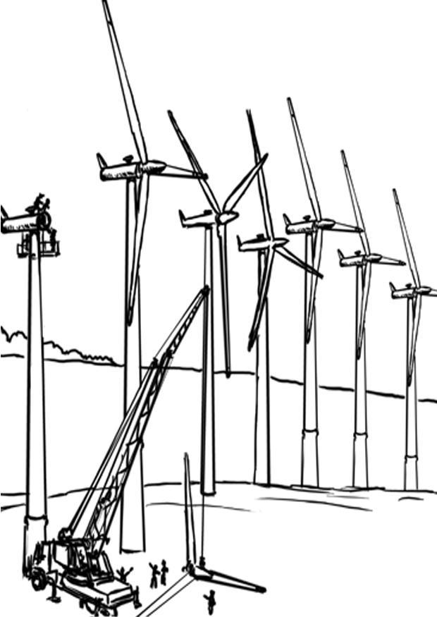 windmolens - windenergie Kleurplaat windmolens - windenergie