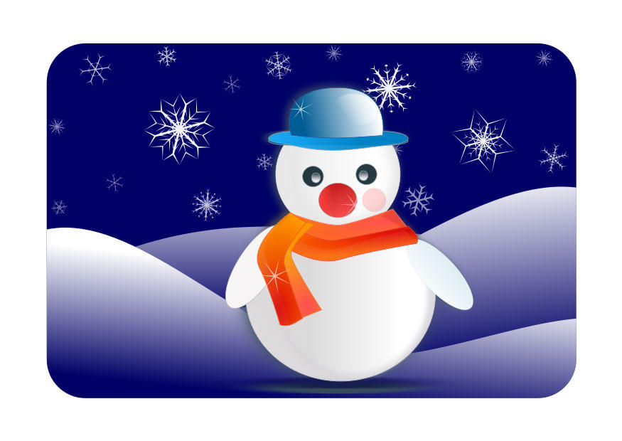 winterlandschap met sneeuwman Afbeelding winterlandschap met sneeuwman