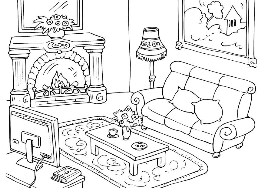 woonkamer Kleurplaat woonkamer