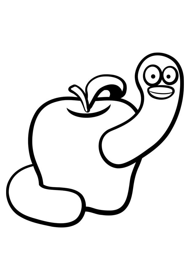 worm in appel Kleurplaat worm in appel