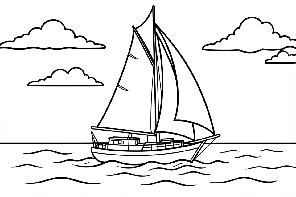Kleurplaat zeilboot
