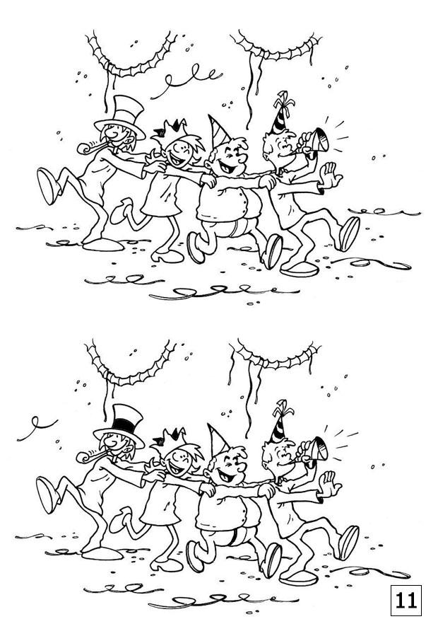 zoek de verschillen - feest Kleurplaat zoek de verschillen - feest