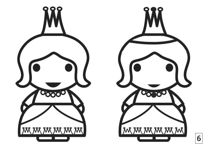 zoek de verschillen - prinses Kleurplaat zoek de verschillen - prinses