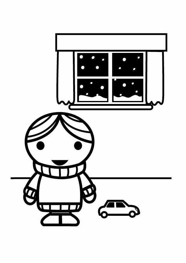 zuinig met energie, dikke trui in de winter Kleurplaat zuinig met energie, dikke trui in de winter