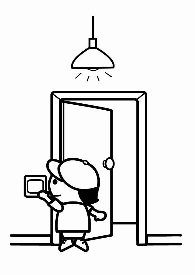zuinig met energie, lichten uit als je weg gaat Kleurplaat zuinig met energie, lichten uit als je weg gaat