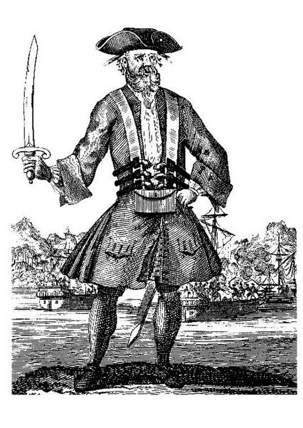 piraat - zwartbaard Kleurplaat piraat - zwartbaard