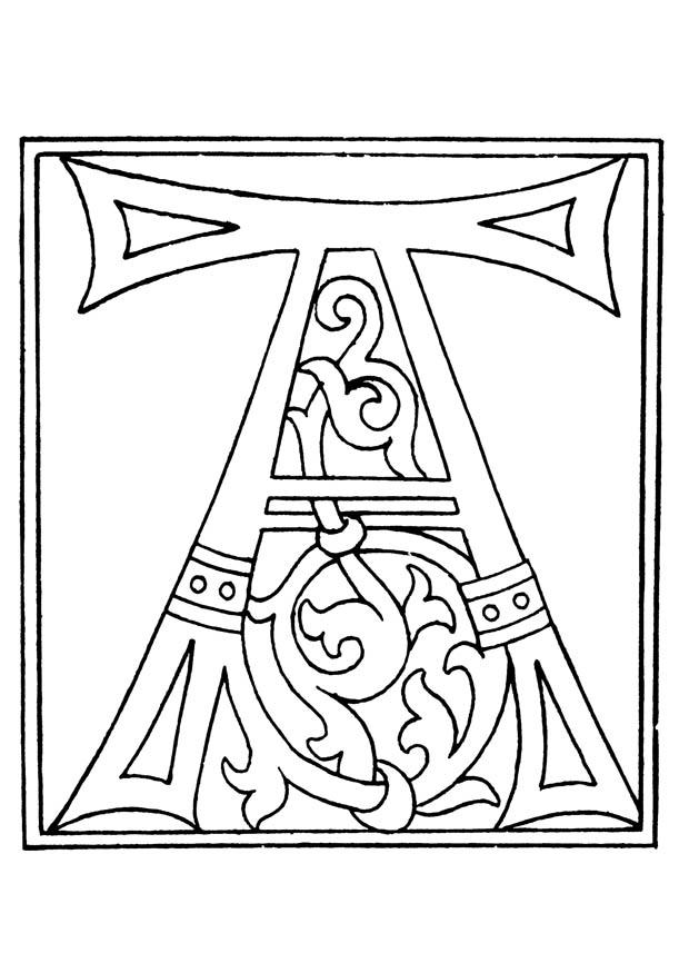 Kleurplaat 01a. alfabet A