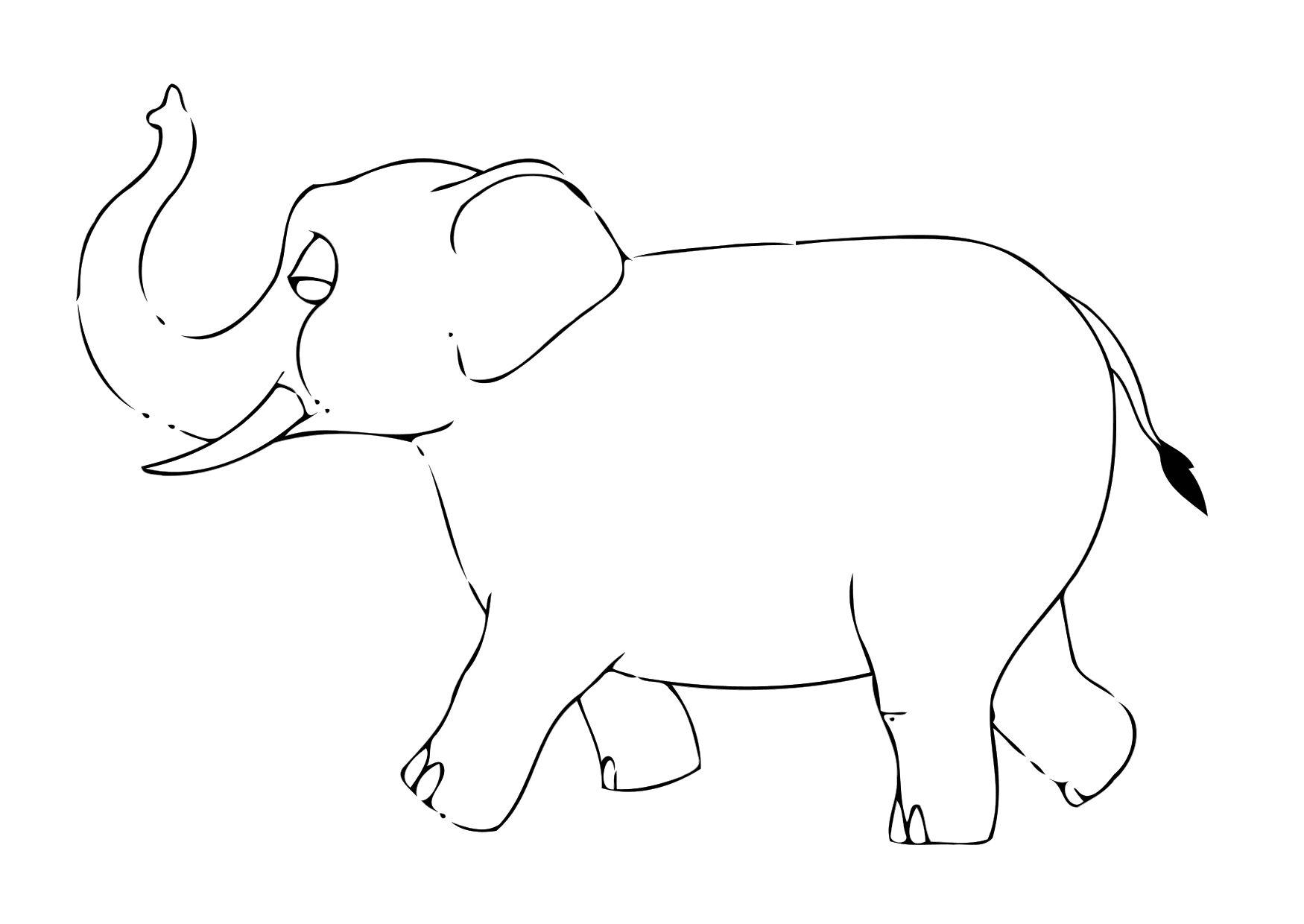 Kleurplaat 07b. olifant 