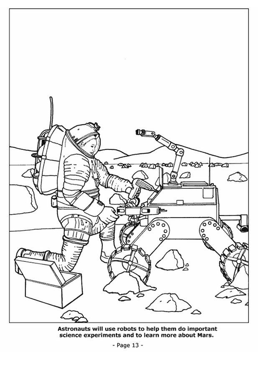 Kleurplaat 13 - Robots helpen astronauten