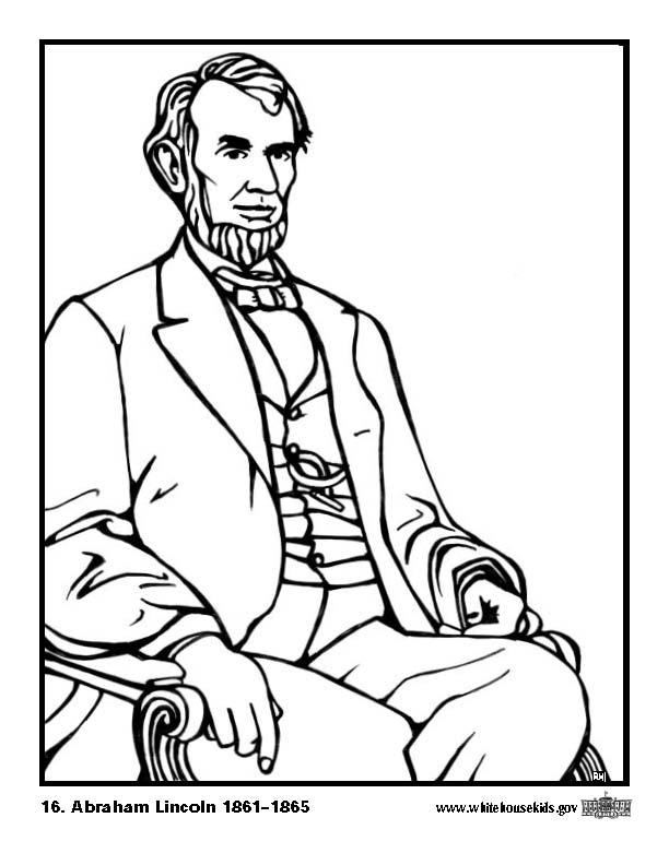 Kleurplaat 16 Abraham Lincoln