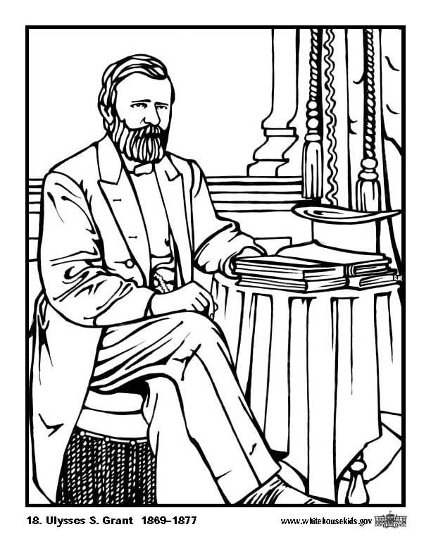 Kleurplaat 18 Ulysses S. Grant