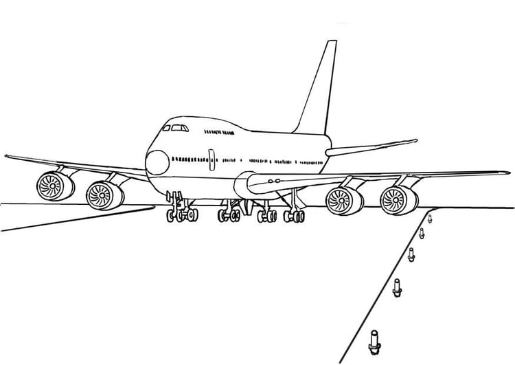 Kleurplaat 747 vliegtuig