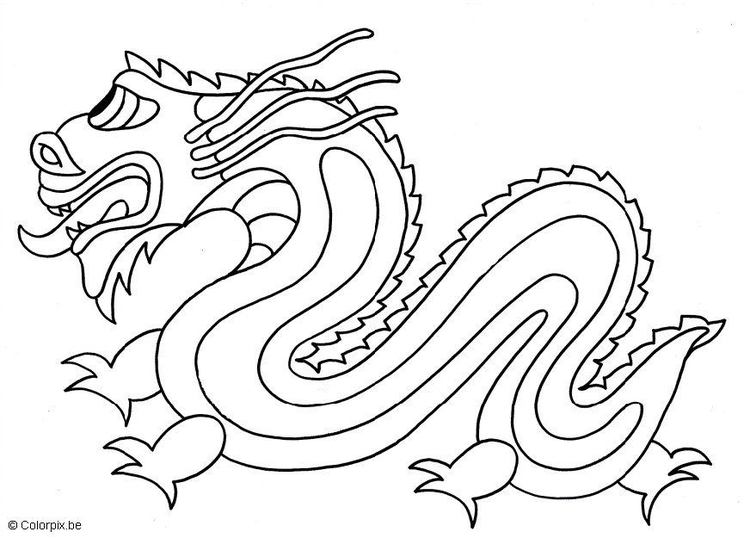 Kleurplaat Chinese draak