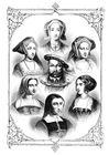 kleurplaat Henry VIII met zijn 6 vrouwen