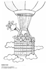 kleurplaat Juul en zijn vrienden in een luchtballon