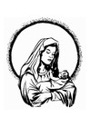 kleurplaat Maria en Jezus