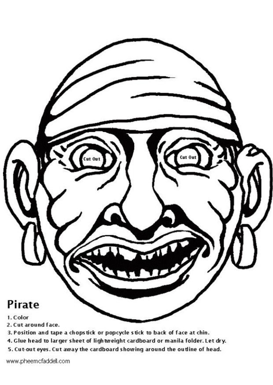 Kleurplaat Piratenmasker