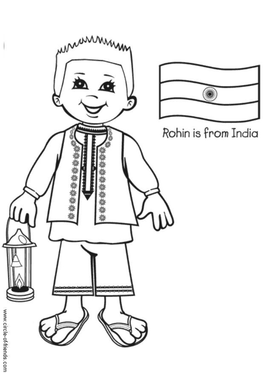 Kleurplaat Rohin Met Indische Vlag Afb 5649